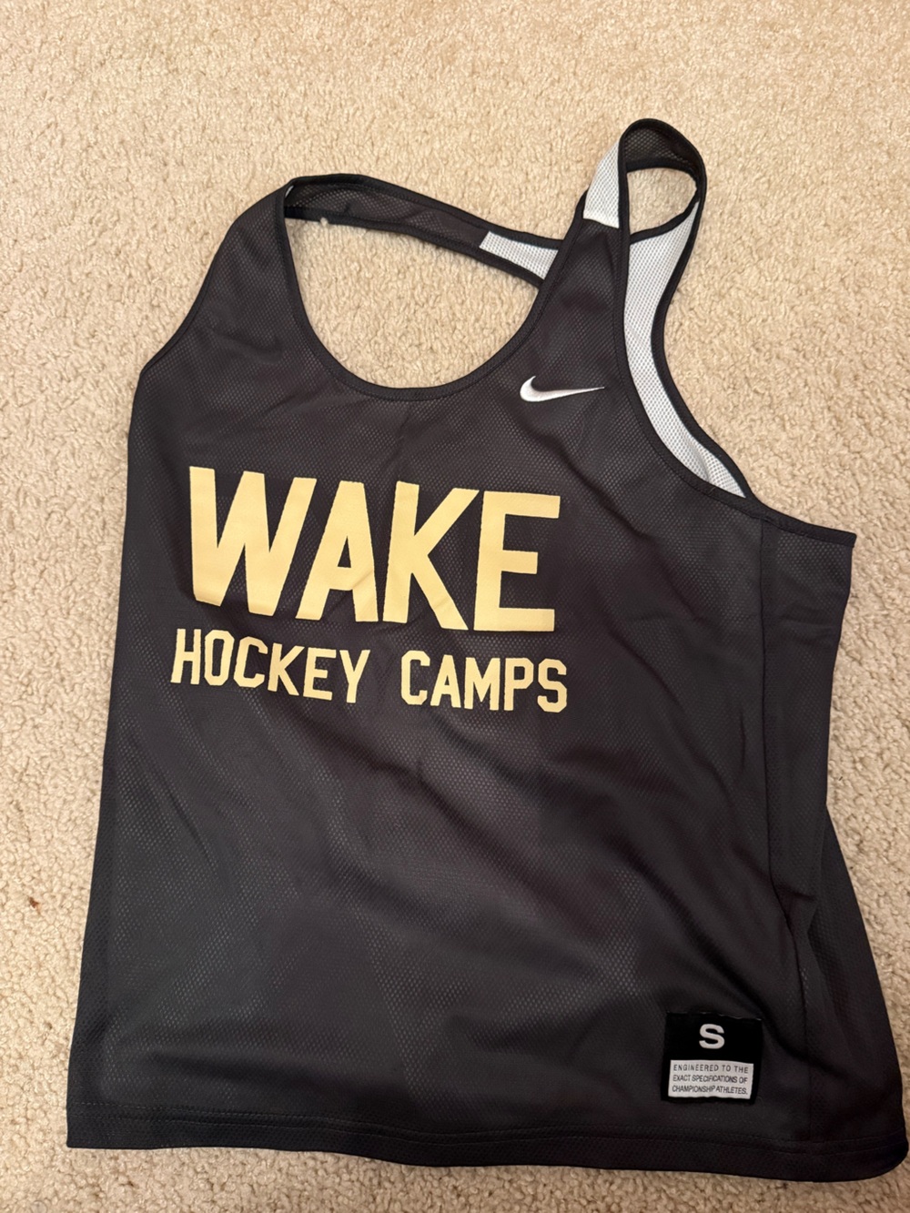 Nike Black and Gold WAKE Hockey Camps Mesh Tank